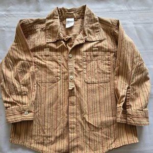 Size 3T Toddler Boys OLD NAVY Button Down Brown Striped Shirt